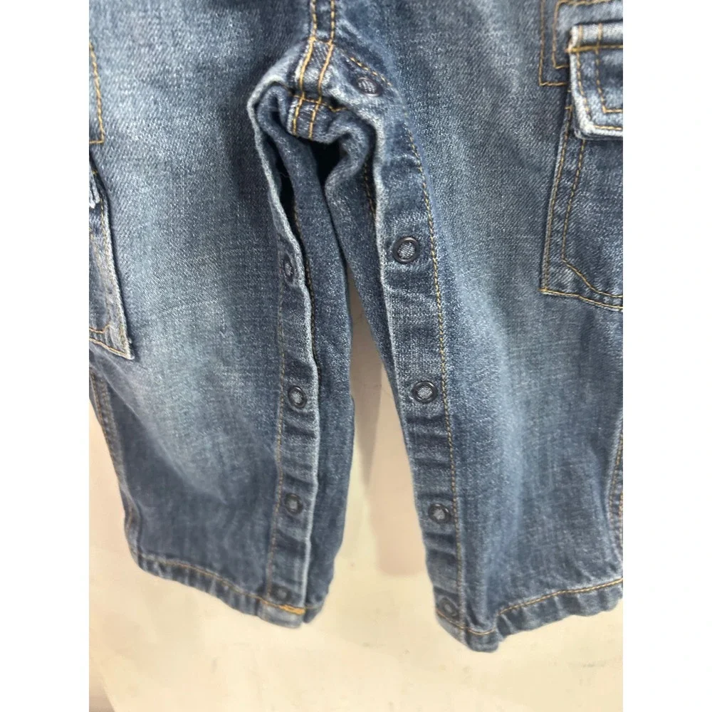 Gymboree Denim Overalls 18-24M Blue Pirate Monkey Cargo Kids